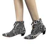 ABSTRACT W BOOT Women's Pointed Toe Low Heel Booties (Model 052)