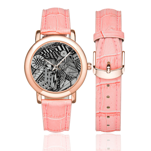 Women's Rose Gold Leather Strap Watch