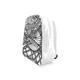 A ABSTRACT WHITE LEATHER School Backpack/Large (Model 1601)
