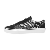 BLACK - WHITE SKATE Men's Low Top Skateboarding Shoes (Model E001-2)
