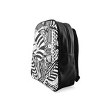 ABSTRACT BLACK LEATHER School Backpack/Large (Model 1601)