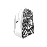 A ABSTRACT WHITE LEATHER School Backpack/Large (Model 1601)