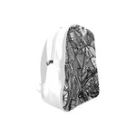 ABSTRACT WHITE LEATHER School Backpack/Large (Model 1601)
