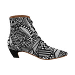 A ABSTRACT W BOOT Women's Pointed Toe Low Heel Booties (Model 052)