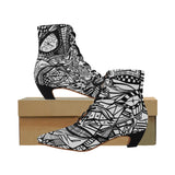 A ABSTRACT W BOOT Women's Pointed Toe Low Heel Booties (Model 052)